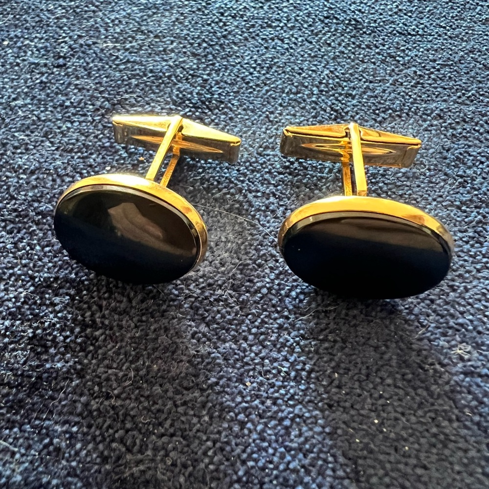 Gold tone and Black Onyx Cufflinks